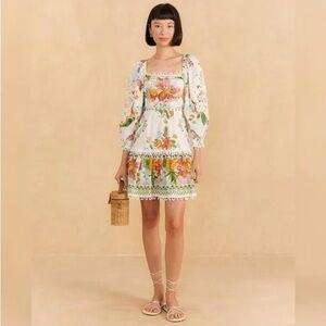 FARM Rio Off-White Tropical Romance Scarf Mini Dress